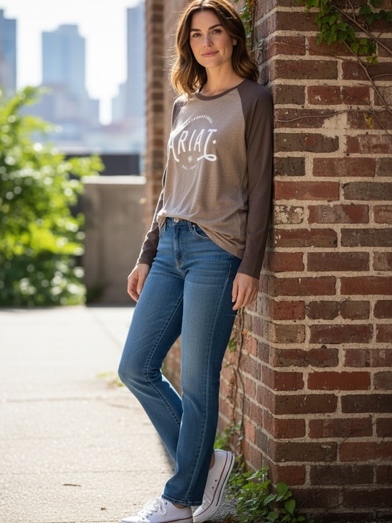 Ariat Tops - Ariat Lg Two-Tone Brown Raglan Shirt